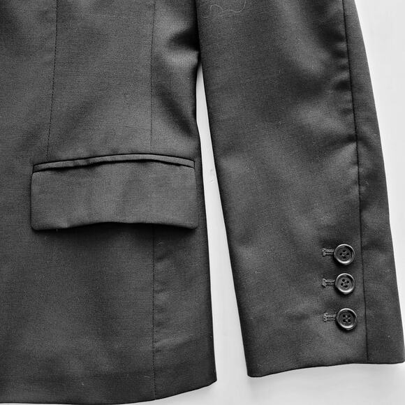 Theory 100% Wool Single Breasted Blazer Contrast Cuffs Size 10 Black Parisian - Picture 6 of 13
